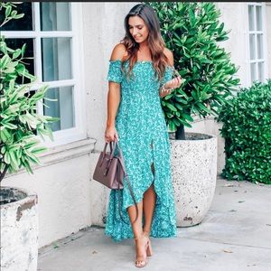 Lulus off the shoulder dress!